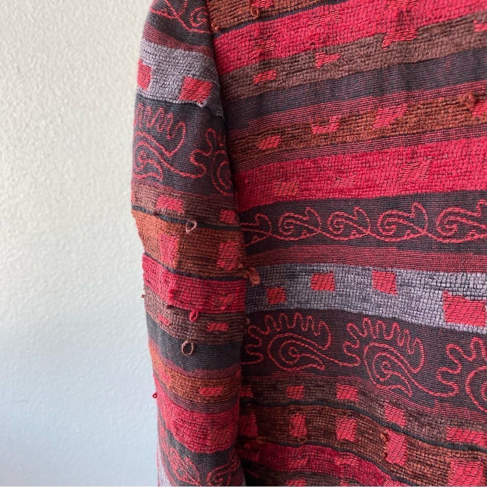Alfred Dunner Aztec Pattern Jacket Red Beaded Open Front SZ 14 - Picture 11 of 14